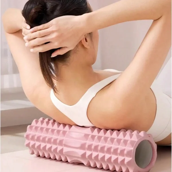 Pink Textured Foam Yoga Roller for Deep Tissue Massage