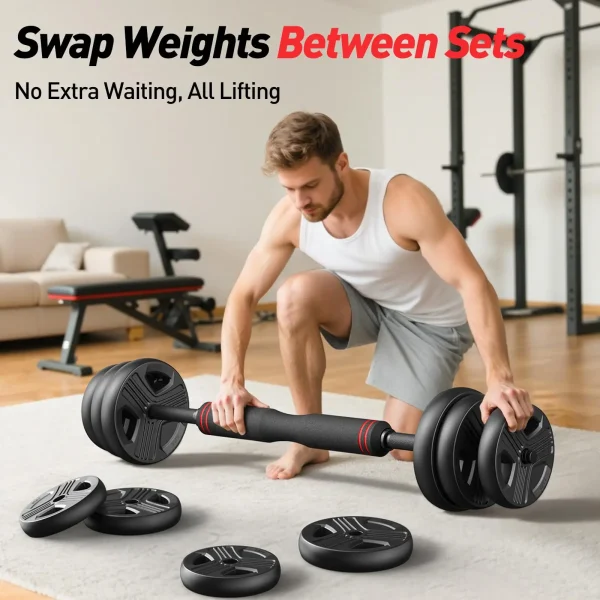 FITPLAM 5-in-1 Dumbbell & Barbell Set